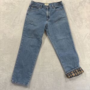 LL Bean Natural Fit Jeans Mens Flannel‎ Lined 100% Cotton Blue EUC